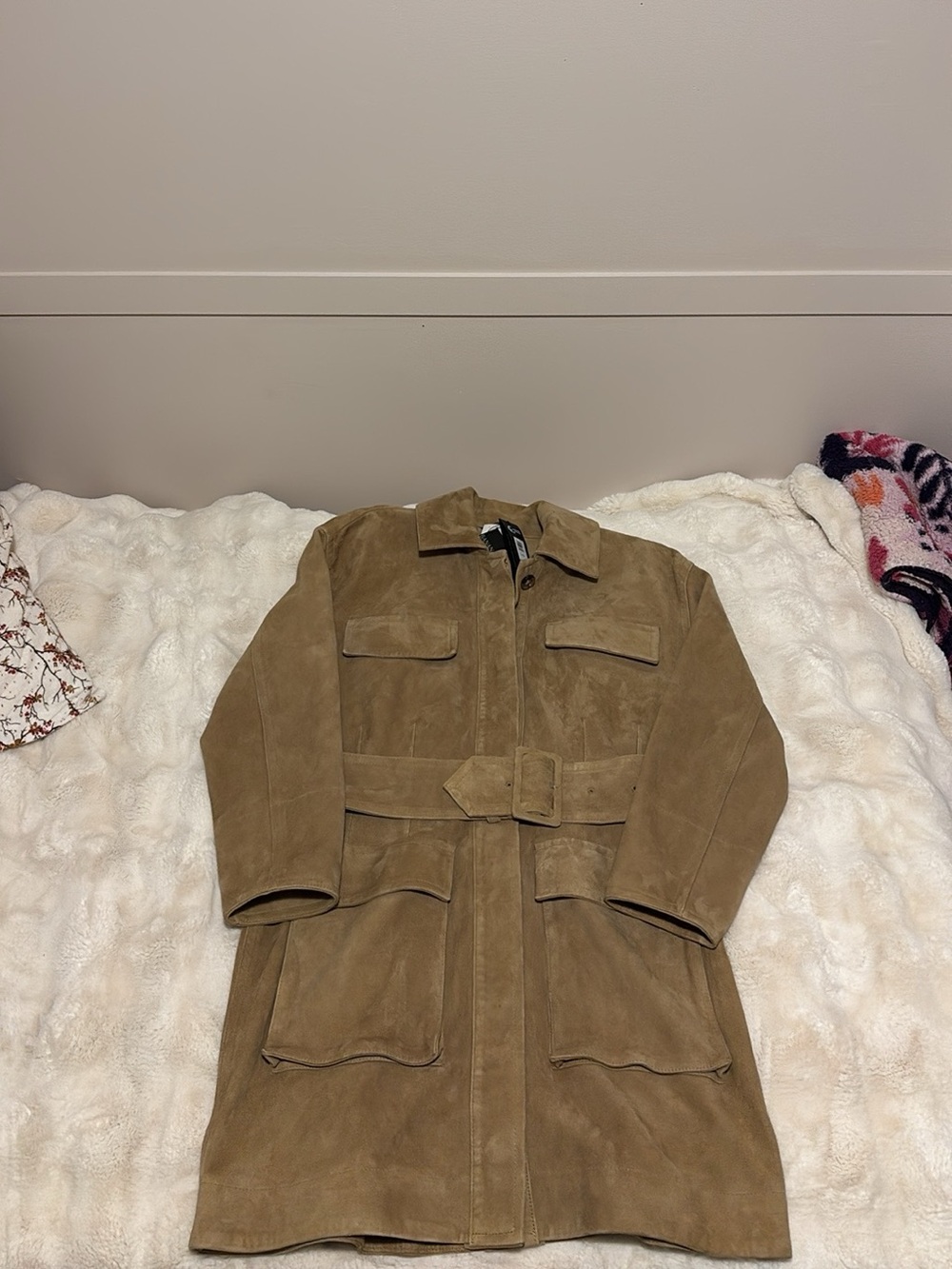 Banana Republic Mia Suede Dress Coat in Camel